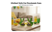 Yellow Edging Brazil Football Glasses Rectangular Lenses Hand Sign Glasses Oversized Frame Themed Eyeglasses Lightweight