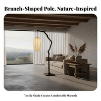 Minimalist Design Tree Branch Floor Lamp Stable and Long-Lasting Textile Lantern Floor Lamp Easy to Assemble Accent Light Flicker-Flickerless for Interior Designers, Homeowners, Students, Study, Corner, Office