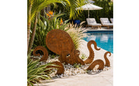 Garden Stake Sculpture Nautical Cephalopod Sculpture Rustic Giant Squid Garden Statue for Homeowners
