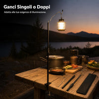 Portable Aluminum Alloy Camping Lantern Stand with Clamp and Storage Bag