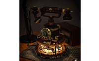 Telephone Building Set with Carousel Base Illuminated Telephone Model Kit with Lights Carousel Model Decorative for Builders