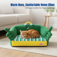 Scallion-Shaped Lounger All-Season Plush Pet Sofa Novelty Design Supportive Bolsters for felines, Indoors, Resting