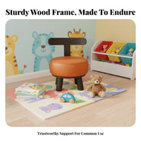 Rotating Upholstered Seat with Supportrest 360-Degree Rotate Upholstered Round Stool with Supportrest Sturdy Construction Household Furniture