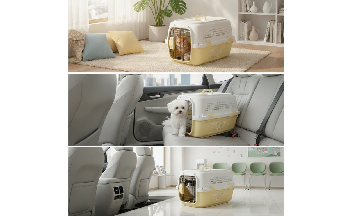 Firm Sided Pet Carrier Portable Hard Sided Pet Carrier Ventilated for Cats, Car Travel