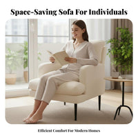 Foldable Adjustable Reclining Lounger Spacious Seat Adjustable Backrest Chaise High-Density Foam Filling Single Sofa Ergonomic Support for Apartment Dwellers, Young Adults, Book Lovers, Balcony, Bedroom, Home Creamice