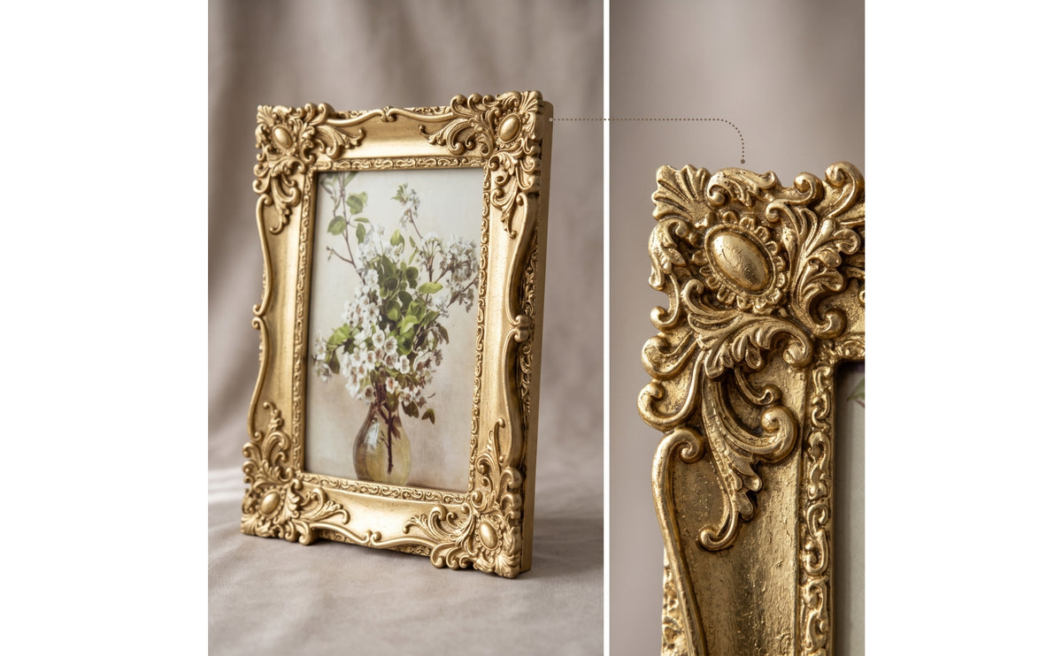 Gold Picture Frame Wall-Mounted Ornate Picture Frame Elegant for Home Decorators