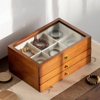Large Capacity Walnut Jewelry Box Delicate Finish Wooden Jewelry Box