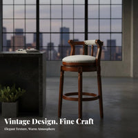 timeless design rotating Stool with Backrest Vintage Design Counter Chair Padded Seat Indoor Seating Built-in Footrest for Bar Owners, Homeowners, Adults, Restaurant, Cafe, Kitchen Island, Dining Room