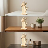 Wooden Hand Display Sculptural Hand Jewelry Display Holder Compact Band Stand for Vanity Table, Boutique