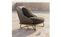 Teak Sofa Leisure Seating Woven Lounge Sofa Rattan Outdoor Couch Weather-Resistant Double Chair Ergonomic Design for Patio