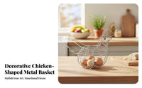 Hollow-out Design Chicken Egg Basket Decorative Metal Wire Egg Holder Sturdy Construction for Pantry, Dining Table