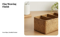 Woven Compartment Basket Natural Look Woven Divided Basket Handmade for Students