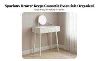 French design Extendable Dressing Table with Side Cabinet Space-Saving Design Makeup Desk Large Storage Capacity Vanity Set Matching Stool for Adults, Teen Girls, Teenagers, Small Spaces, Cloakroom, Apartment, Dorm Room