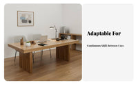 hardwood Wood Rectangular Table with Seating Multi-Purpose Long Rectangular Table with Matching Bench adaptable Use Dining Set Minimalist Design for Tea Lovers, Apartment Dwellers, Homeowners, Living Room, Home Office, Kitchen, morning dining area