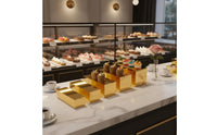 5 Pieces 5 Piece Buffet Display Set Sturdy Construction Acrylic Display Riser Set Mirrored Food Riser Polished Design for Vanity
