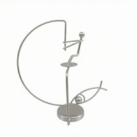 Angler Balancing Sculpture Silver Silvered Finish Angler Balance Art