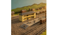Two-Story Model Railway Building Realistic Railway Building with Gable Roof Pre-Printed Miniature Station Structure Static for Hobbyists