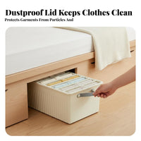 Large Capacity Compartmentalized Clothes container Stackable Wardrobe Box With Handles Closet Container particleresistant for Apartment Dwellers, Homeowners, Under Bed, Bedroom, Dorm Room, Shelves