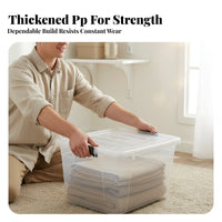 See-Through Design Wheeled Storage Box Large Capacity Clear Container with casters Thickened Construction Home Organization Portable for Homeowners, Apartment Dwellers, Playroom, Bedroom, Closet, Living Room