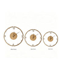 Silent Wooden Wall Clock Wood-Grain Minimalist Wall Clock Modern Natural for Living Room