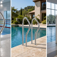Stainless Steel Pool Handrails Heavy-Duty Pool Handrails with Base Plates Long-Lasting Grab Bar Stable for Backyard Pools