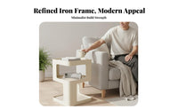 Modern design C-Shaped Snack Table Minimalist Aesthetic Household Furniture Space-Saving Multi-Functional for Apartment Dwellers, Homeowners, Students, Living Room, Bedroom, Small Spaces, Home Office