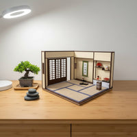 LED Lighting Washitsu Miniature Model Miniature Japanese Room Kit DIY Wooden Dollhouse for Hobbyists, Display