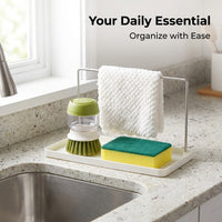 Bathroom Sink and Faucet Organizer with Stainless Steel Shelf, No Drill Wall Mounted Holder for Students