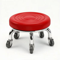 Upholstered Low Stool Compact Rolling Stool Comfortable Rolling Seat Soft for Pedicurists, Stylists, Salon, Workspace, Home Office