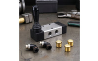 5 Way Pneumatic Hand Lever Valve Grip-Friendly Lever Valve with Fittings Compact 3 Position for Mechanics