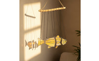 Fish Wind Chime Mosaic Stained Glass Wind Chime Coastal Hanging Ornament for Porch