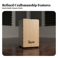 Beginner Friendly Cajon Sittable Design Cajon Drum Hand Played Percussion Instrument Natural Wood Grain for Beginners, Percussionists, Musicians, Home Practice, Live Performance, Acoustic Sessions, Music Studio