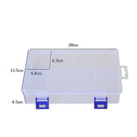 Large 8-Compartment Clear Plastic Storage Box with Removable Dividers for Hardware and Small Parts