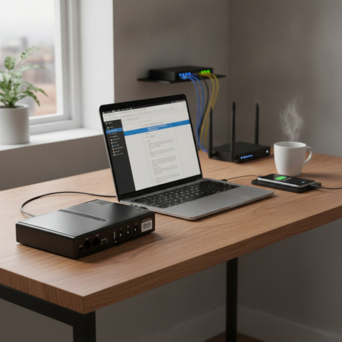 Automatic DC Backup Power Supply Portable DC UPS High Capacity UPS Battery Backup Slim for Desk