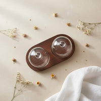 Glass Cloche Wooden Base Food Safe Materials Glass Dome Serving Tray Dessert Cloche Display Set Multipurpose Use for Cafe Owners