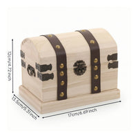 Wooden Chest with Metal Hardware Compact Keepsake Box with Hinged Lid Decorative