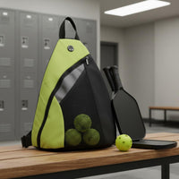 Portable Pickleball Sling Bag Lightweight Pickleball Paddle Bag Multiple Pockets Triangular Sports Backpack Bottle Holders