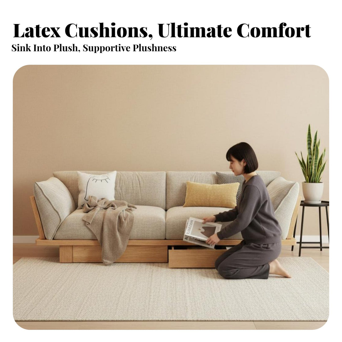 3-Seater Sofa Minimalist Design 3-Seater Fabric Settee Latex padding cushioning Couch for Apartment Dwellers, Small Families, Bedroom