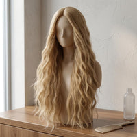 Breathable Cap 28 Inch Body Wave Hairpiece Adjustable Straps Heat Resistant Synthetic Hairpiece