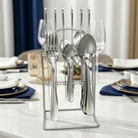 Space-Saving Cutlery Organizer with Metal Rack Compact Countertop Utensil Organizer Modern Kitchen Utensil Holder Elegant for Dining Room