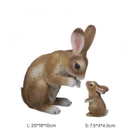 Molded Coat Texture Mother and Baby Bunny Statue Natural Finish Bunny Statue Painted Details Garden Decor Detailed for Courtyard
