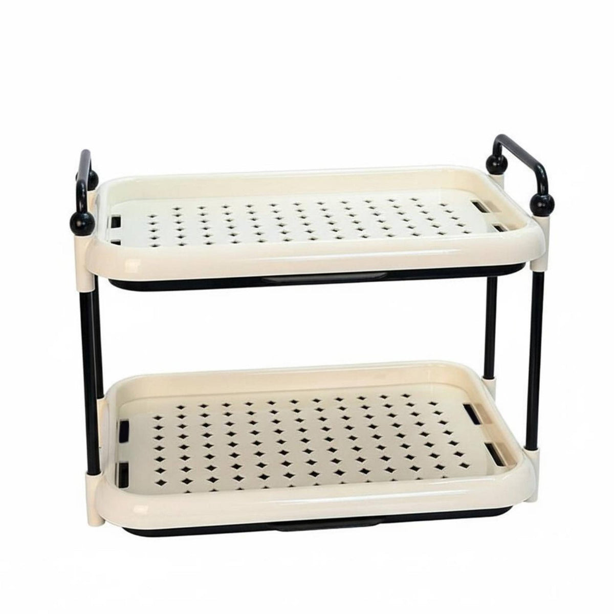 Doubletier Design 2-Tier Makeup rack area Saving 2-Tier Organizer Large Capacity Cosmetic Holder Easy to Clean for Women, Adults, Students, Dressing Table, Desktop, Bathroom, Bedroom
