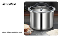 Stainless Steel Rice Bin Large Capacity Airtight Rice Container Locks in Freshness for Pantry, Kitchen