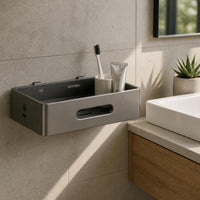 Gunmetal Gray Bathroom Shelf Wall-Mounted No-Drill Storage Rack for Washroom Shower