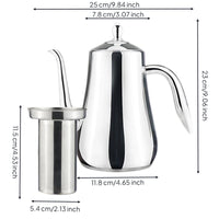 Gooseneck Tea Kettle with Lid Broad-Mouth Stainless Steel Pour Over Coffee Teapot with Strainer Stovetop for Kitchen