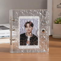 Crystal Clear 3-Inch Mini Photo Card Album with Wavy Design, Loose-Leaf Collector for Kpop Photocards