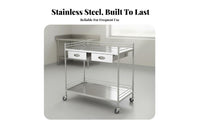 Locking Casters Medical Instrument Cart Heavy Duty Stainless Steel Treatment Cart Raised Guardrails Medical Rolling Trolley Resistant for Workshop Workers, Salon and Spa Professionals, Hospital, Operating Room, Research Facility Oratory, Kitchen