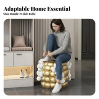 Light Luxury Design Corn Cob Ottoman Multi-Functional Shoe Changing Bench Space-Saving Footstool Sturdy Build for Decor lovers, Homeowners, Entrypath, Living Room, Bedroom, Dormitory