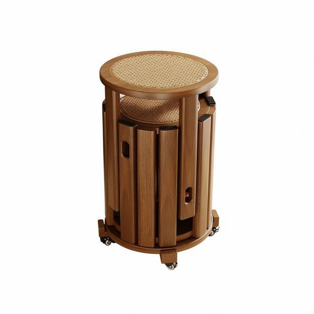 Woven Stackable Stool Space-Saving Stool with Rattan Seat Easy to Move Seating Compact for Apartment Dwellers, Small Apartments