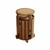 Woven Stackable Stool Space-Saving Stool with Rattan Seat Easy to Move Seating Compact for Apartment Dwellers, Small Apartments